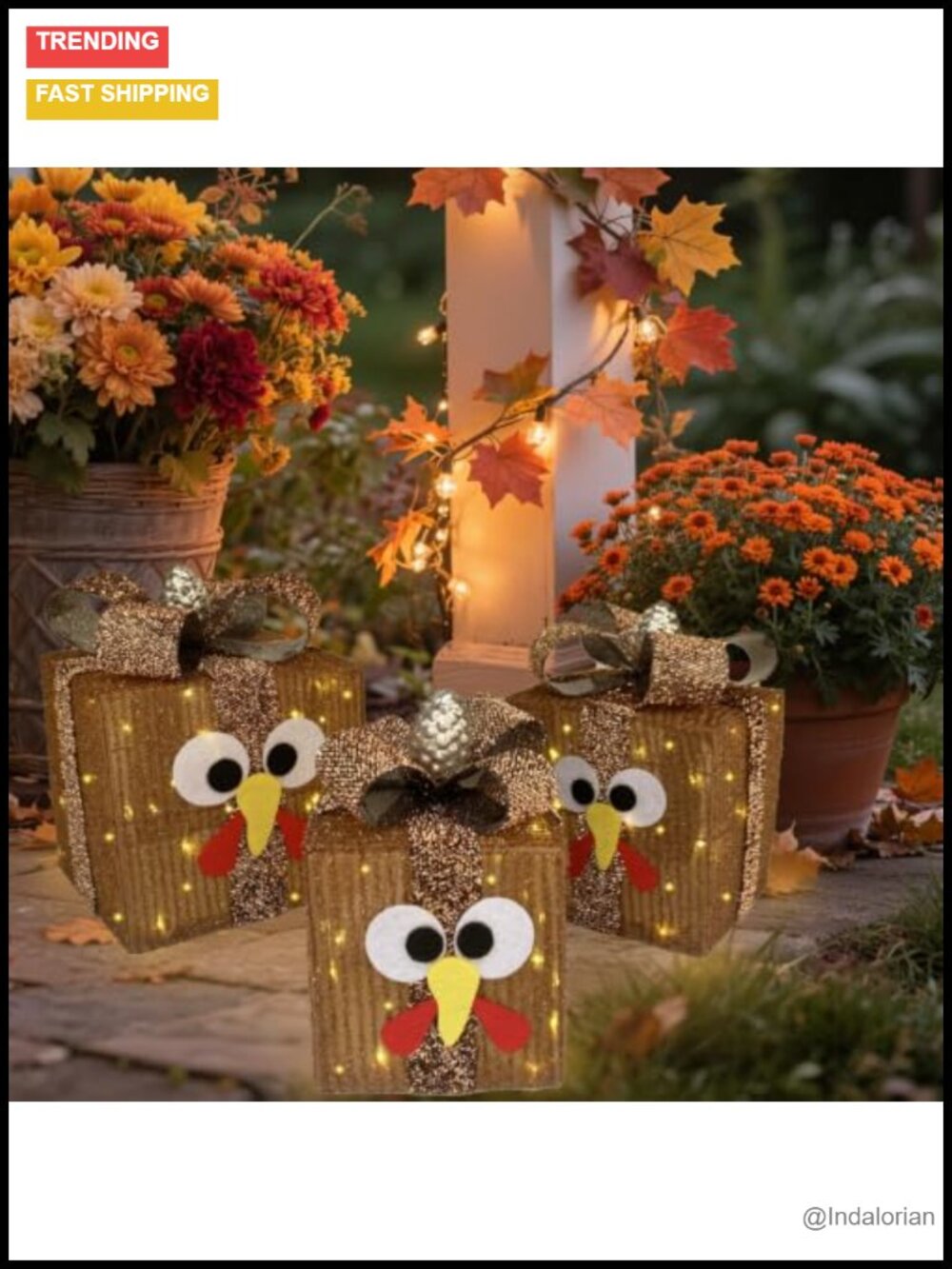 Set 3 Lighted Thanksgiving Gift Boxes 80 Lights 8 Modes Timer